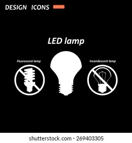 fluorescent lamp, LED lamp, incandescent bulb . icon. vector design