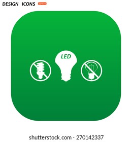 fluorescent lamp, LED lamp, incandescent bulb . icon. vector design