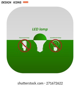 fluorescent lamp, LED lamp, incandescent bulb . icon. vector design