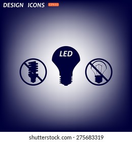 fluorescent lamp, LED lamp, incandescent bulb . icon. vector design