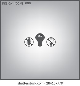 fluorescent lamp, LED lamp, incandescent bulb . icon. vector design