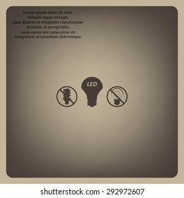fluorescent lamp, LED lamp, incandescent bulb . icon. vector design