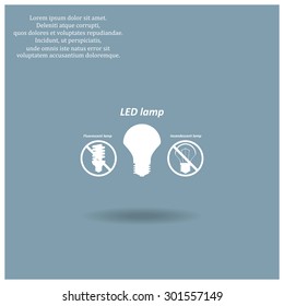 fluorescent lamp, LED lamp, incandescent bulb . icon. vector design