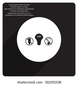 fluorescent lamp, LED lamp, incandescent bulb . icon. vector design