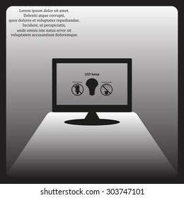 fluorescent lamp, LED lamp, incandescent bulb . icon. vector design