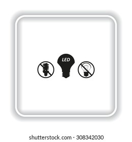 fluorescent lamp, LED lamp, incandescent bulb . icon. vector design