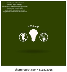 fluorescent lamp, LED lamp, incandescent bulb . icon. vector design