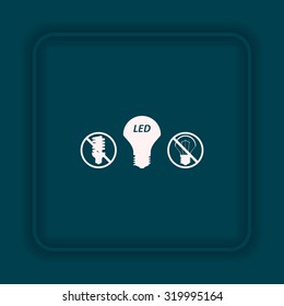 fluorescent lamp, LED lamp, incandescent bulb . icon. vector design