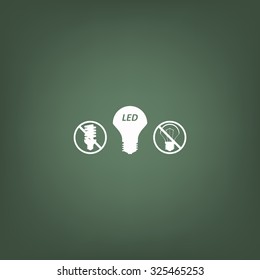 fluorescent lamp, LED lamp, incandescent bulb . icon. vector design