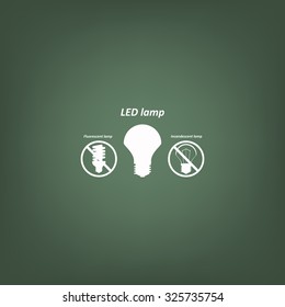 fluorescent lamp, LED lamp, incandescent bulb . icon. vector design