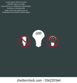 fluorescent lamp, LED lamp, incandescent bulb . icon. vector design