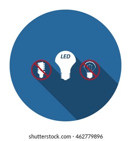 fluorescent lamp, LED lamp, incandescent bulb . icon. vector design
