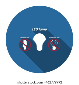 fluorescent lamp, LED lamp, incandescent bulb . icon. vector design