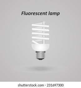 fluorescent lamp on a gray background with shadow