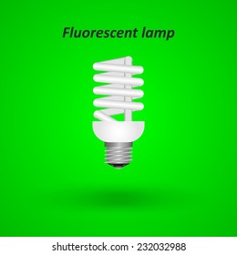 fluorescent lamp on green background with shadow