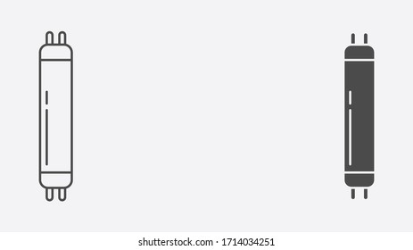 Fluorescent lamp outline and filled vector icon sign symbol