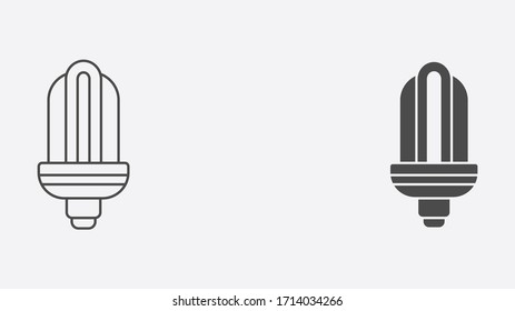 Fluorescent lamp outline and filled vector icon sign symbol