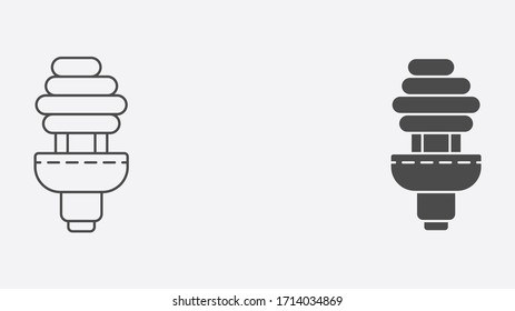 Fluorescent lamp outline and filled vector icon sign symbol