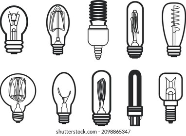 Estilo de contorno de la lámpara fluorescente. Ilustración vectorial simple. Protección de la Naturaleza. Para sitio web, icono, logotipo