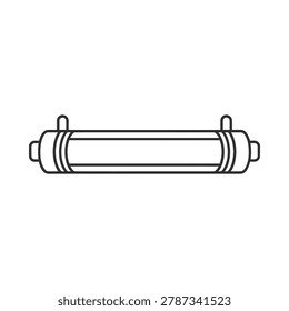 Fluorescent Lamp Silhouette Linear Style On White Background