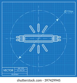 fluorescent lamp vector blueprint icon 
