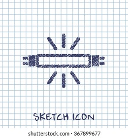 fluorescent lamp vector sketch icon 