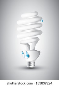 Fluorescent light bulb with blue drops, EPS 10