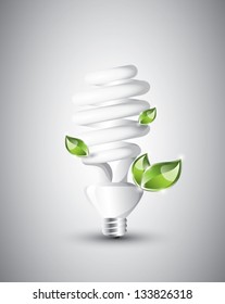 Fluorescent light bulb with growing plants, EPS 10