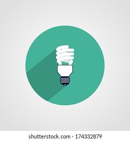 Fluorescent Light Bulb Icon Isolated on White Background
