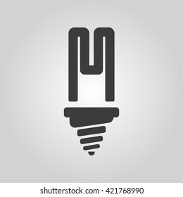 The fluorescent light bulb icon. Lamp and bulb, lightbulb symbol.UI. Web. Logo. Sign. Flat design. App. Stock vector