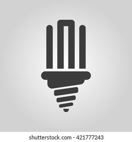 The fluorescent light bulb icon. Lamp and bulb, lightbulb symbol.UI. Web. Logo. Sign. Flat design. App. Stock vector