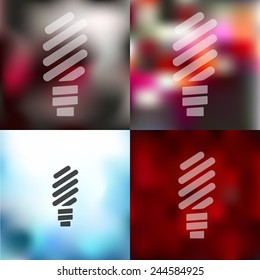 fluorescent light bulb icon on blurred background