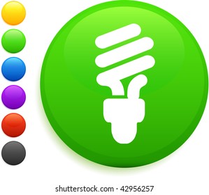 fluorescent light bulb icon on round internet button original vector illustration 6 color versions included