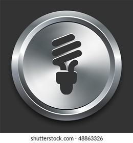 Icono de bombilla fluorescente en botón de Internet metálico Ilustración vectorial original