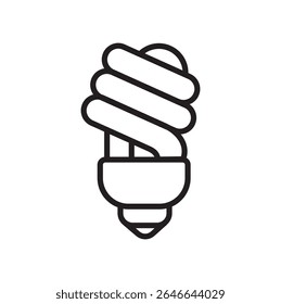 Lâmpada fluorescente, lâmpada LED, ícone de iluminação minimalista. Símbolo ecológico de lâmpada de economia de energia verde.  Conservação ambiental eletricidade poupança conceito sustentável.