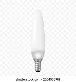Fluorescent light bulb, realistic style. Halogen, led, incandescent, energy saving and CFL lamp. Responsible energy use and ecology concept. 3d vector illustration