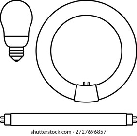 O ícone de luz fluorescente isolado no fundo branco