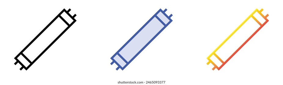 icono de luz fluorescente. Diseño de estilo de relleno lineal, azul y degradado aislado sobre fondo blanco