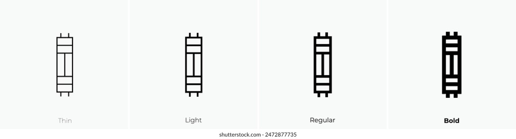 icono de luz fluorescente. Diseño de estilo fino, ligero, regular y audaz aislado sobre fondo blanco