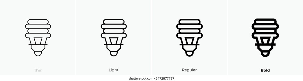 icono de luz fluorescente. Diseño de estilo fino, ligero, regular y audaz aislado sobre fondo blanco