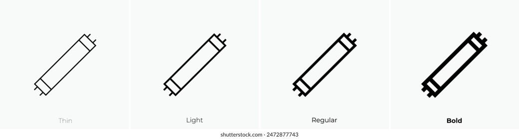 icono de luz fluorescente. Diseño de estilo fino, ligero, regular y audaz aislado sobre fondo blanco