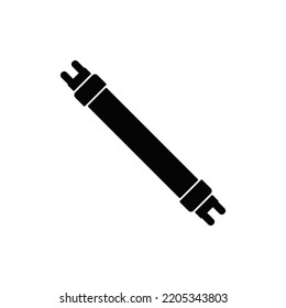 Fluorescent light for indoor light icon in black flat glyph, filled style isolated on white background