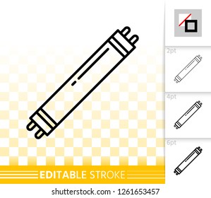 Fluorescent light thin line icon. Outline sign of glass lamp. CFL linear pictogram with different stroke width. Simple vector transparent symbol. Energy saving lamp editable stroke icon without fill