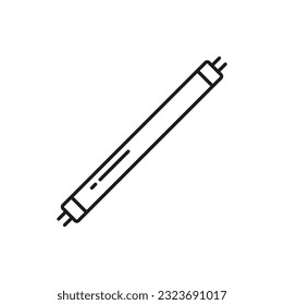 Fluorescent light tube and LED lamp line icon. Modern energy efficient lamp, eco lightbulb or electricity saving illumination technology outline vector pictogram or sign with light tube