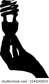 Fluorescent light vector silhouette, black color lamp isolated on white background, light bulb new idea silhouette