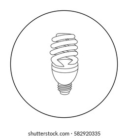 Fluorescent lightbulb icon in outline style isolated on white background. Light source symbol stock vector illustration