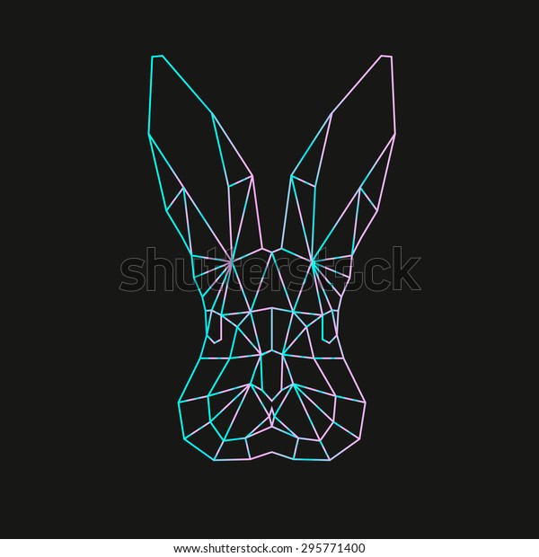 Fluorescent Rabbit On Black Background Geometric Stock Vector (Royalty ...