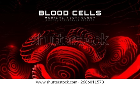Fluorescent red blood cell particles in capillary. Futuristic medical technology hematology design background.