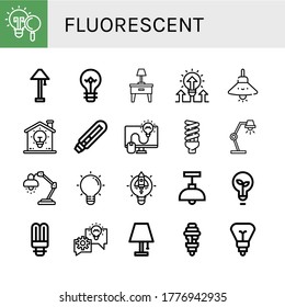 fluorescent simple icons set. Contains such icons as Light bulb, Lamp, Lightbulb, can be used for web, mobile and logo