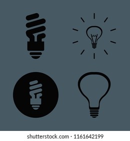 fluorescent vector icons set. with fluorescent bulb and bulb in set